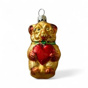 West German Vintage Gold and Red Bear Ornament